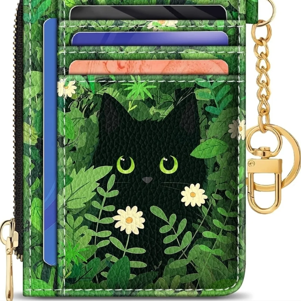 Floral Green Card Organizer Wallet